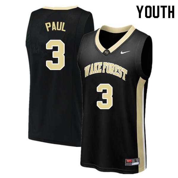 Youth #3 Chris Paul Wake Forest Demon Deacons College Basketball Jerseys Sale-Black